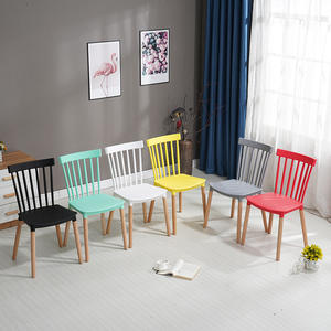 Mili geri tasarım ahşap bacaklar ile klasik yemek sandalyesi yemek odası Cafe için sağlam plastik koltuk zarif vurgu sandalye - Product Image 4