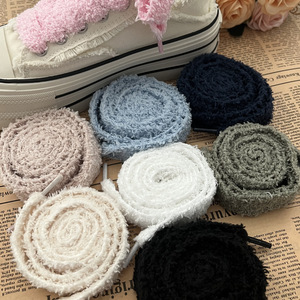Lacets de chaussures personnalisés avec logo, 22 mm, super larges, épais, en fourrure, plats, pour baskets basses en toile, en peluche moelleuse - Product Image 6