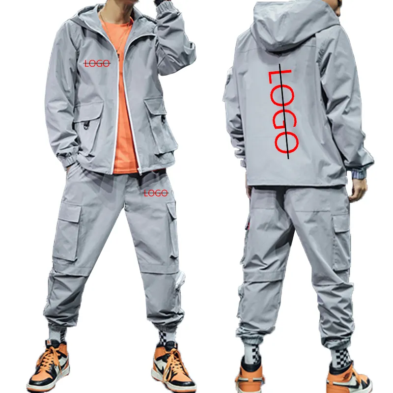 Custom high quality blank two Pieces Track suits Jogger zipper Mens Track Sweat Suits Sweat pants casual men sports Set