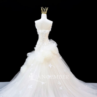 Gaun Pengantin Mermaid Tanpa Tali Warna Ivory Jancember JFH170 Bergaya dengan Hiasan Bunga 3D untuk Pesta