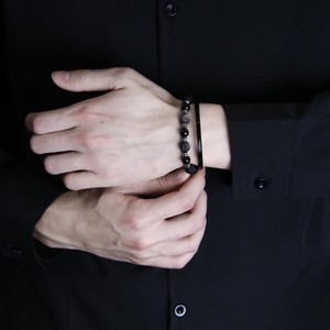 Bracelet <span class=keywords><strong>en</strong></span> obsidienne argentée naturelle, cristal porte-bonheur, strass, design haut <span class=keywords><strong>de</strong></span> gamme, perle <span class=keywords><strong>de</strong></span> météorite, cadeau, <span class=keywords><strong>bijoux</strong></span> fins <span class=keywords><strong>pour</strong></span> homme - Product Image 4