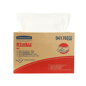 Lingettes pour salle blanche Kimberly-Clark Wypall X80, 31,5 cm x 42,5 cm, blanches, jetables, pour nettoyage industriel - Product Image 1