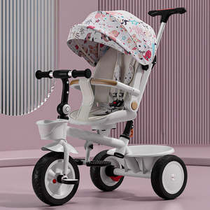 Tricycle de paysage élevé pour enfants bébé vélo avec <span class=keywords><strong>3</strong></span> <span class=keywords><strong>roues</strong></span> auvent en plastique poussette peut rouler sur se coucher multi-fonctionnalité - Product Image 3