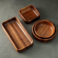 Plateau à fruits carré en bois d'acacia poli, style moderne et minimaliste, bol à fruits en bois pour salon, plateau à thé et à collations, boîte à noix