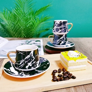 Middle East Saudi Arabia UAE Arabia Export Electroplated Ceramic <b>Coffee</b> Cup and Saucer 6 Cup 6 Saucer Espresso Cup Saucers - Product Image 4