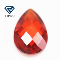 3*5mm-10*14Mm Buah Pir Merah Oranye/Oranye Papan Pemeriksa Ganda Potong Kubik Zirkonia Batu Permata Longgar Kisi Sintetis Potong Bentuk Pir Batu CZ