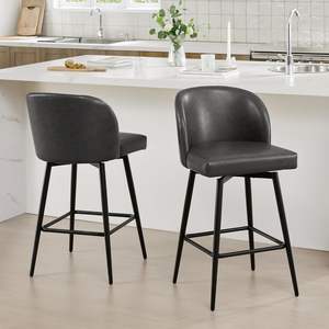 Modern Height Counter Barstools Swivel Faux Leather <strong>Upholstered</strong> <strong>bar</strong> <strong>Stool</strong> with <strong>Backs</strong> and Metal Legs <strong>bar</strong> Chair - Product Image 4