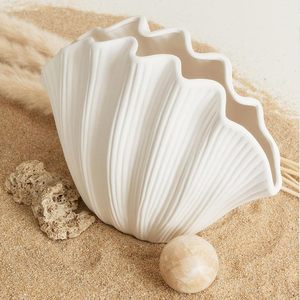 2024 New Classic Shell <b>Shape</b> Flower Vase, Modern Home Office Hotel Decorative Vase, <b>Table</b> for Hotel Ceramic Vase - Product Image 4