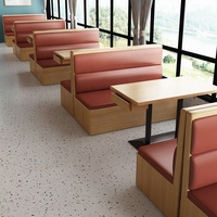 Diseño Moderno de Bar Restaurante Retro de Lujo en Madera, Sofás y Sillas de Cuero para Cafetería Naranja, Mesas para Proyectos de Restaurantes