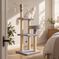 En gros, Grand Lit pour animaux multi-niveaux, Arbre à chat avec griffoirs en sisal, paniers surélevés et jouets à suspendre pour souris