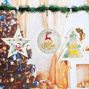 Factory Wholesale Wooden Material Christmas Hanging Ornament Decoration Warm White <b>LED</b> <b>Light</b> - Product Image 2