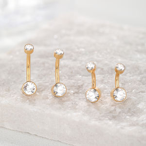 G23 टाइटेनियम आंतरिक रूप से थ्रेडेड बेज़ेल ज़िरकॉन नाभि भेदी पेट के छल्ले के अंगूठी डबल जेवेल पेट बटन बॉडी गहने - Product Image 3