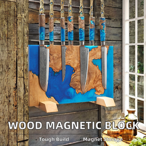 Grand bloc universel pour couteaux en résine époxy Porte-<span class=keywords><strong>couteau</strong></span> en bois d'olivier naturel avec aimant pour le <span class=keywords><strong>rangement</strong></span> des couteaux de cuisine - Product Image 3