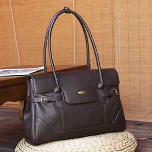 กระเป๋าหนังแท้ผลิตตามสั่งปี 2026 กระเป๋าถือหนังวัวชั้นแรก ความจุมาก สไตล์เรโทร กระเป๋าสะพายไหล่ผู้หญิง - Product Image 1