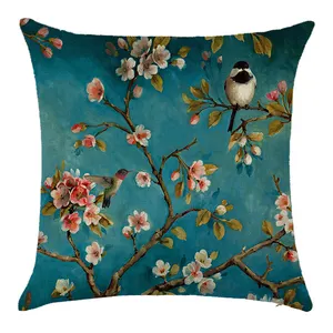 Style chinois de luxe de Décoration oiseau Floral Imprimé Personnalisé Housse De Coussin