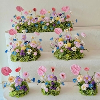 Susunan Bunga Bola C-705 Putih Pink Hijau Floral, Bunga Calla Lily Buatan, Dekorasi Tengah Meja Pernikahan untuk Bridal Shower