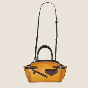 Bolso Ando de Cuero Genuino de Vaca, Estilo Vintage con Ribete en Contraste, Asa Superior, Cierre de Cremallera, Bolso de Hombro y Bandolera para Mujer - Product Image 2