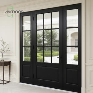 Certification Entrance Wooden <strong>Door</strong> with Glass Sidelights Soundproof Mahogany Oak Solid Wood Front Entry Double Sidelites <strong>Door</strong> - Product Image 2
