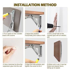 Ẩn K Hình Dạng Hỗ Trợ Nổi Đồ Nội Thất Có Thể Điều Chỉnh Gắn Bảng Đóng Mở 10 20 Inch Gấp Tường Chân Đế Cho Kim Loại Kệ - Product Image 5