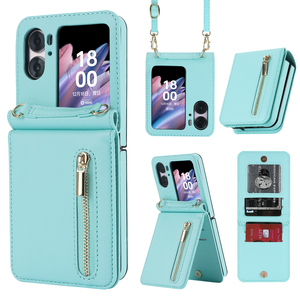 Cartera de lujo con ranura para tarjetas con cordón, funda protectora para teléfono con cremallera para Samsung Galaxy Z Flip3 Flip4 para Oppo <span class=keywords><strong>Find</strong></span> <span class=keywords><strong>N2</strong></span> <span class=keywords><strong>Flip</strong></span> - Product Image 1