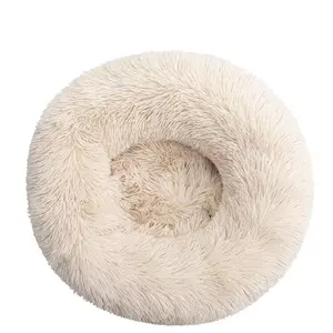 Anjuny fabrika toptan üretici yumuşak lüks peluş evcil hayvan yastığı yuvarlak kedi köpek yatağı Pet mobilya