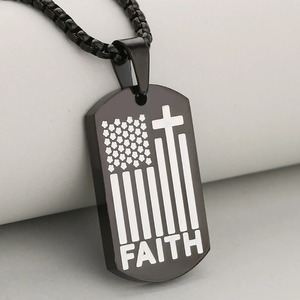 Collier pendentif croix drapeau américain Faith pour homme en acier inoxydable, chaîne maille gourmette, bijou religieux patriotique chrétien, cadeau - Product Image 4