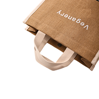 Sac fourre-tout en jute avec poignées en sangle de coton, isolé, imperméable, 20L, écologique, réutilisable, sac de courses, adapté aux aliments
