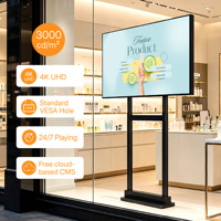 Pantalla LCD para Exteriores de Doble Cara de 43-75 Pulgadas, Alto Brillo de 3000 Nits, Pantalla para Ventanas para Publicidad en Tiendas
