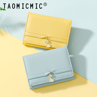 TAOMICMIC dompet kulit PU wanita, dompet pendek lipat tiga kecil kualitas tinggi desain baru