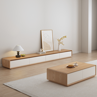 Ensemble meuble TV et table basse en bois, modèle nordique moderne et épuré 2026, idéal pour les petits espaces de salon