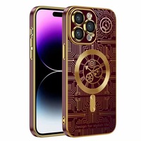 Étui magnétique pour téléphone portable Horloge mécanique Étui de galvanoplastie pour iphone 13 Pro Max 14 Pro max 15 Por max