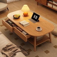 Nouvelle table basse latérale style rondin 2026, avec tiroir et pieds en bois massif, table à thé minimaliste pour petit salon