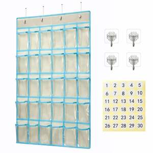 30-Pocket Foldable Classroom Organizer Square Wall Hanging <b>Storage</b> <b>Bin</b> with Sundry and Cell Phone Pockets - Product Image 2