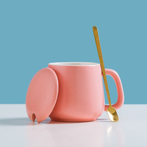Tasse nordique moderne en céramique 10oz, Logo personnalisé, bleu, rose, blanc, pour thé et café - Product Image 2