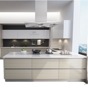 Gabinete de cocina moderno estándar americano, acabado blanco, tablero de melamina montado <span class=keywords><strong>en</strong></span> <span class=keywords><strong>la</strong></span> <span class=keywords><strong>boca</strong></span>, Base, membrana de PVC, Panel de puerta, fregadero de mármol - Product Image 4