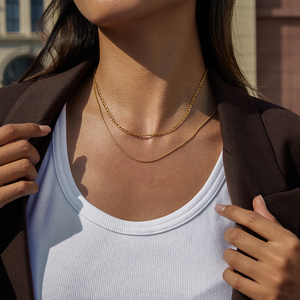 J & D Jewelry impermeable Simple collar fino cadena de eslabones de acero inoxidable con collares de gota de cristal de piedra única de 4mm - Product Image 2