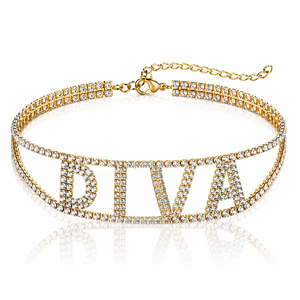 Collier ras du cou élégant avec logo DIVA et strass, motif grec Delta Sigma Theta, pour sororité 1913 - Product Image 5