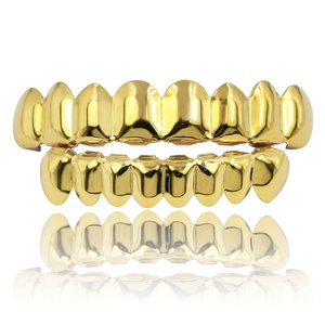 Nouveau HipHop or couleur dents grilles ensemble hommes femmes bijoux dentaires haut bas <span class=keywords><strong>dent</strong></span> bouche <span class=keywords><strong>Vampire</strong></span> dents Grillz Cosplay fête rappeur - Product Image 1