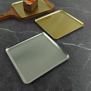 HSP01 piatto quadrato vassoio da portata in acciaio inossidabile argento dorato piatto vassoio per carne facile da pulire per ristorante barbecue coreano