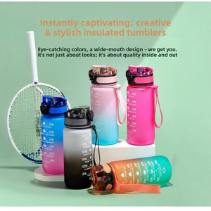 Botella de Agua de Plástico TRITAN de Gran Capacidad, Diseño Degradado Elegante, Resistente a Caídas, Deportiva, para Mujer, Verano, Fitness - Product Image 3