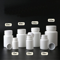 Bouteilles de bocaux en capsules HDPE à large ouverture de qualité alimentaire 15ml 20ml 30ml 50ml 80ml 100ml 150ml Tablettes de médicaments Bouteilles d'emballage de pilules