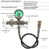 Adaptateur de remplissage de bouteille de plongée 24 pouces G5/8 en acier inoxydable pour station de remplissage d'air, connecteur de remplissage pour grande bouteille de gaz et valve de compresseur