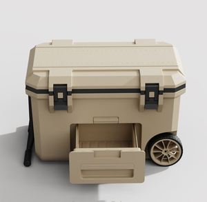 Wholesale Hot Sell New Idea Dry Wet Zoning <b>Plastic</b> <b>Wheels</b> Pull Rod Insulated Box Drawer Camping Cooler Box for Outdoors - Product Image 1