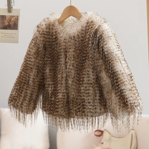 Abrigo de Piel Sintética para Niñas, Estilo Macaron, Largo, Cálido y Colorido, Venta al Por Mayor, Moda de Invierno, Manga Larga, OEM - Product Image 1