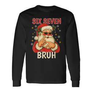 Camiseta Navideña de Manga Larga con Estampado de Números Festivos para Adultos, Unisex, Cuello Redondo, Ropa para Fiestas, Top de Algodón - Product Image 1