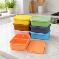 Boîtes à lunch bento en silicone de qualité alimentaire sans BPA avec logo personnalisé en gros pour les enfants à l'école