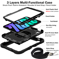 Nouvelle coque robuste pour tablette iPad Mini 8, triple couche, protection antichoc en silicone et PC avec sangle, pour les acheteurs B2B, scolaires et médicaux
