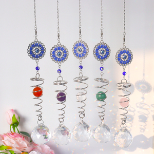 Attrape-soleil en cristal œil protecteur, carillon éolien <span class=keywords><strong>7</strong></span> <span class=keywords><strong>chakras</strong></span>, prisme suspendu pour fenêtre, jardin et décoration intérieure - Product Image 1