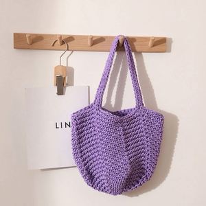 Bolso de mano vintage de paja trenzada y tejida a mano, resistente al agua, de algodón, para playa o mar. - Product Image 3