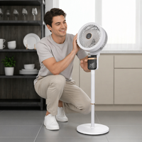 Ventilateur sur pied intelligent FOB en plastique, télécommandé par application, à commande vocale IA, 8 vitesses, économe en énergie, avec mât télescopique pour un refroidissement optimal.